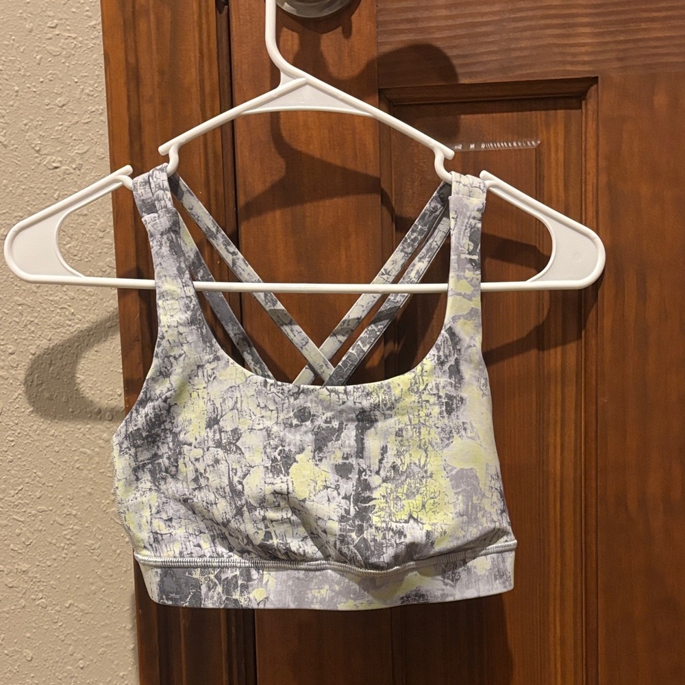 Lululemon Strappy Gray and Yellow Sports Bra